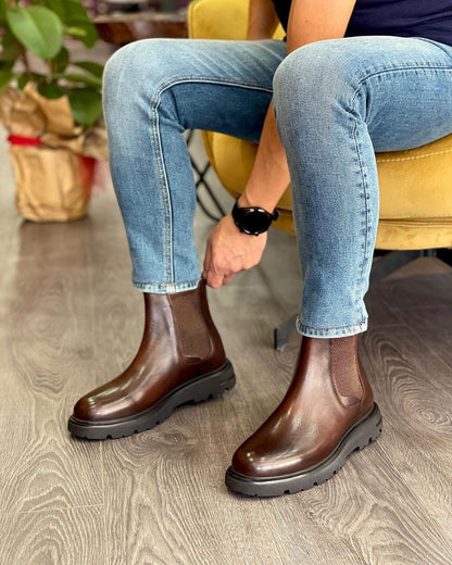 Bottines Chelsea "Chunky Style" – Cuir Noir Polished